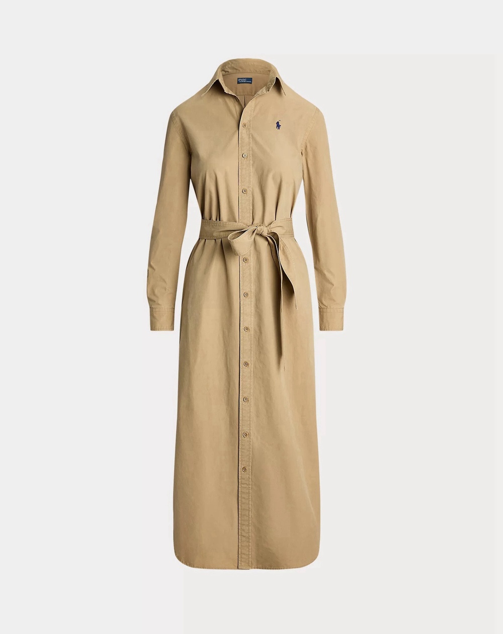 🥼Ralph Lauren Khaki Belted Maxi Shirt Dress